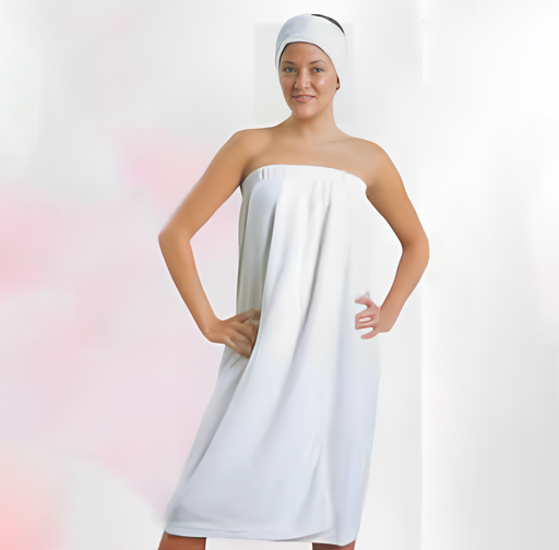 901A - Terrycloth Body Wrap with Velcro Enclosure White/Black (7367068123322)