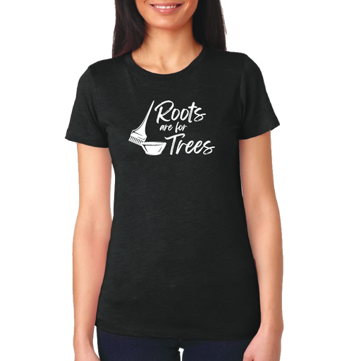 Black Scoop Neck T-shirt - "Roots are for Trees" (White Font) (7517858136250)