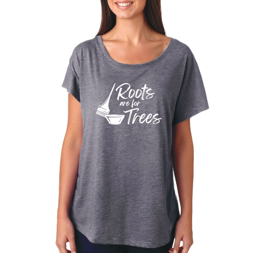 Grey Scoop Neck T-shirt - "Roots are for Trees" (White Font) (7517858201786)